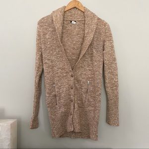 J. Crew Heathered Tan Wool Cardigan Sweater